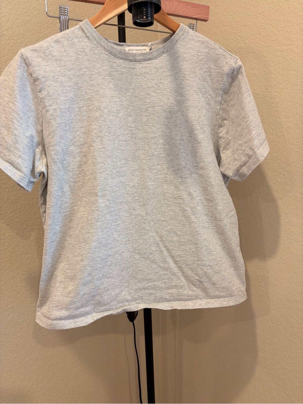 Good American Light Heather Gray Short Sleeve Crew Tee